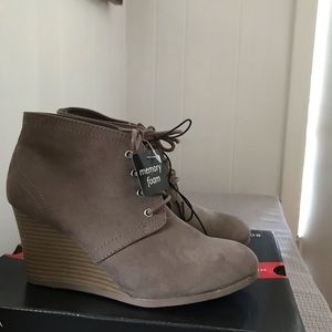 Faux suede wedge ankle boot